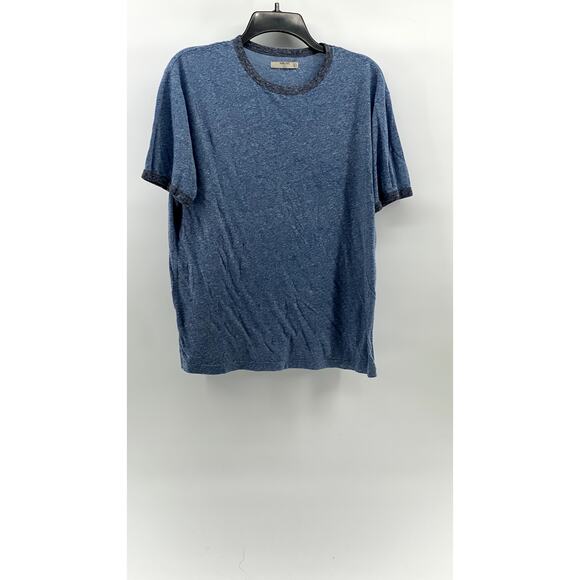 MANGO Men's Blue Heathered Crewneck Casual Short Sleeve T-Shirt SZ M - Picture 1 of 9
